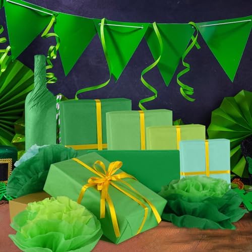 NEBURORA 108Sheets Green Gift Wrapping Paper Multicolor Wrap Tissue Paper for Saint Patrick's Day Christmas Birthday Wedding Presents Packaging and Spring Theme Party Decoration