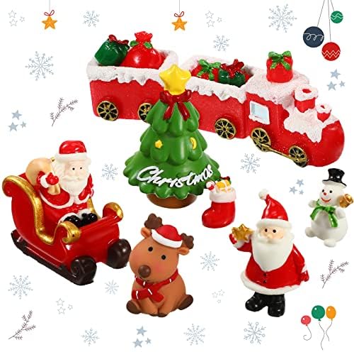 15 Pcs Christmas Aquarium Decorations Miniature Fish Tank Decoration Resin Christmas Tree Santa Elk Snowman Decor Xmas Series Landscape Ornament Figurine for Holiday Fish Tank Supplies Table Decor