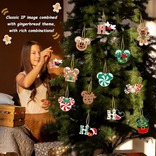 12pcs Christmas Tree Decorations Ornaments, Xmas Mouse Peppermint Candy Silicone Ornaments Hanging Pendant with Ropes for Christmas Tree Winter Holiday Party Crafts Stocking Stuffers Wreath Decor