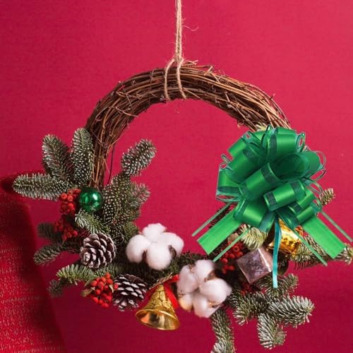 HSXJJ 6 Pcs Large Gift Bow,Pull Bows for Gift Wrapping,6 inches,Basket and Wedding Decoration,Holiday and Birthday Presents Wrapping Bows,Christmas Bows for Gift Wrapping(Green)