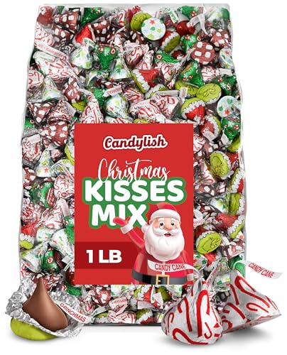 Christmas Candy Collection – 1 LB Bag (Approx. 100 Pieces) – Candy Cane, Hot Cocoa, Sugar Cookie Flavors – Assorted Holiday Chocolate, Perfect for Stocking Stuffers, Gift Bags, and Holiday Parties