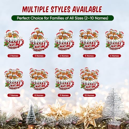 Merry Christmas - Personalized Gingerbread Family Decal, Custom Name Gingerbread Christmas Fridge Magnet for Refrigerator, Xmas Family Fridge Stickers 2025, Holiday Kitchen Decor