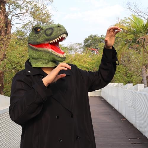 Dinosaur Mask Funny Mask for Adult Dino mask Realistic Latex Animal Head Halloween Cosplay Costume Props for Christmas Easter