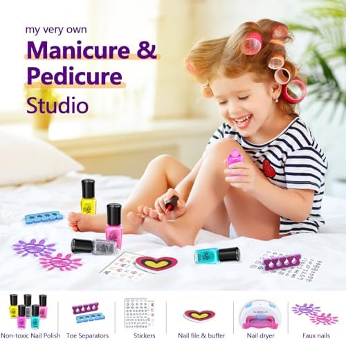 Kids Spa Kit for Girls Toy - Nail Polish Set for Girls Gifts 7-12 - Foot Spa Day Girl for Manicures Pedicure - Nail Art Salon Kit Christmas Birthday Gift for 6 7 8 9 10-12 Years Old (Kids Edition)