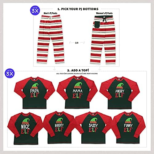Lazy One Matching Family Christmas Pajamas, Elf Matching Christmas PJs for Family, Adult Tees & Pants Separates