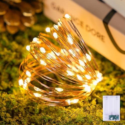 JMEXSUSS Warm White Battery Operated Fairy Lights: 50 LED Twinkle Christmas Tree Lights - 16ft Copper Wire Waterproof for Holiday Indoor Outdoor Decor