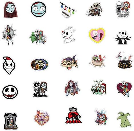 100pcs The Nightmare Before Christmas Sticker for Adult, Stickers for Teen Girl, Waterproof Vinyl Sticker for Water Bottle Laptop Phone Party Favors (Grey)
