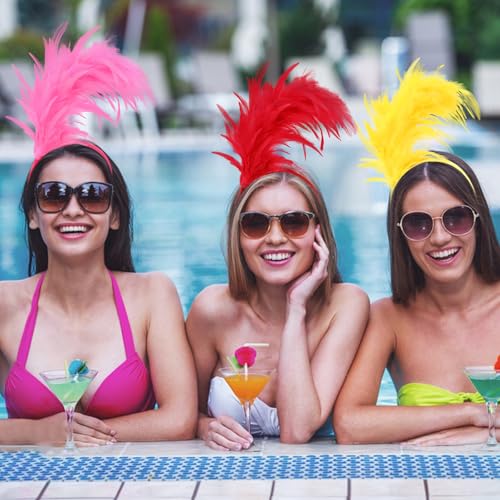 YARIEW Feather Fascinator Headbands for Women Elastic Headband for Prom Cocktail Wedding Tea Party Birthday Halloween Christmas Yellow