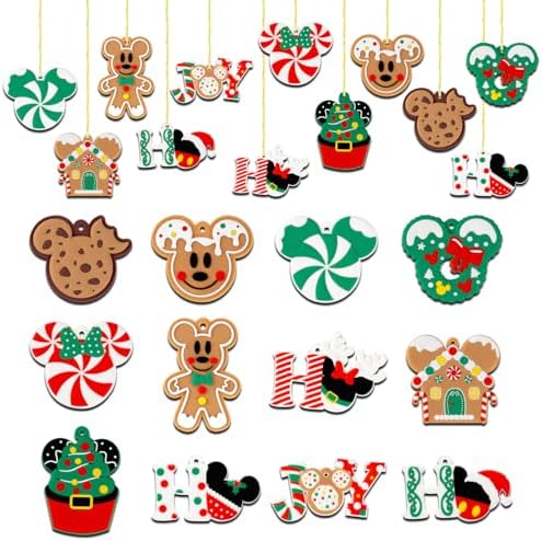 12pcs Christmas Tree Decorations Ornaments, Xmas Mouse Peppermint Candy Silicone Ornaments Hanging Pendant with Ropes for Christmas Tree Winter Holiday Party Crafts Stocking Stuffers Wreath Decor