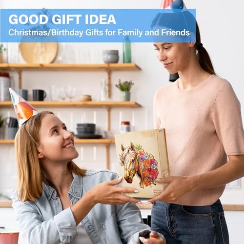 Wooden Puzzles for Adults, Horse Wood Puzzles Adult, Unique Animal Shape Wooden Jigsaw Puzzle, Christmas Birthday Gifts for Women Men Puzzle Game Lovers (S - 9.8×8.9in - 100pcs)