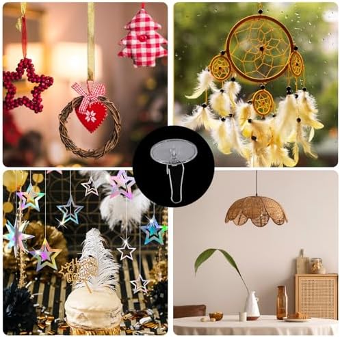 100 Pack Adhesive Removable Transparent Wall Hanger with Hooks, 0.79' Small Disc Sticky Ceiling Hooks for Festival Wedding Halloween Christmas Party Decor