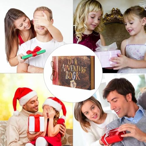 Adventure Book Handcrafted Diary Photo Scrapbook,Tailored for Preserving Cherished Moments,Gift for Couples' Anniversaries,Weddings,Globetrotters,Birthdays,Christmas&Note-taking Gifts Handmade Book