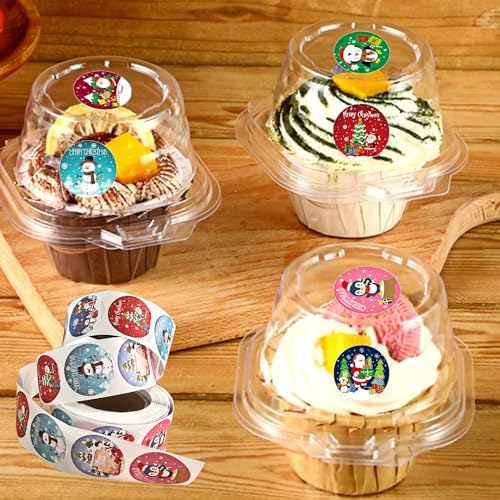 1000 Pcs Christmas Stickers Roll - 1 Inch Self Adhesive Envelope & Round Stickers for Xmas Party Supplies, Holiday Greetings