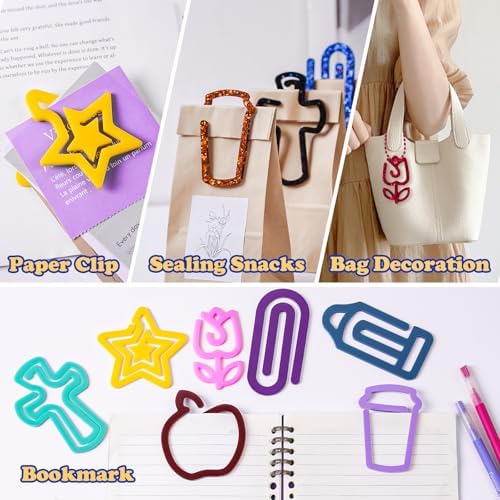10-Cavity Silicone Resin Bookmark Mold with Varieties of Shapes and Size, Paper Clip Molds with Christmas Tree Cross Apple Shapes for DIY UV Resin Crafts, DIY Unique Gifts for Book Lovers