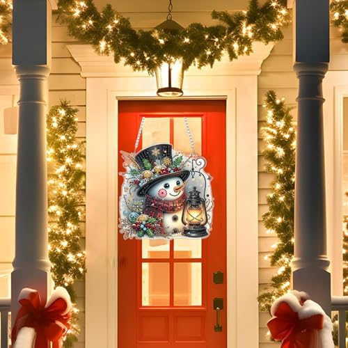 WUDWL Decor for Home Diamonds Art kit Hanging Decorations, Christmas Snowman Suncatchers Diamonds Painting Kit for Adult Gift DIY 5D Diamonds Dots, Special Crystal Diamond 8x8 inch