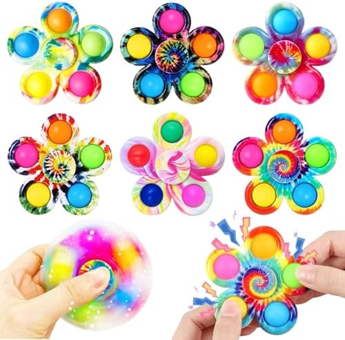 6PCS Fidget Spinner Set, Great Sensory Toys for Kids 4-12, Anxiety Relief for Boys and Girls, Perfect for Birthday Party Favors and Classroom Prizes, Fun for Christmas Goodie Bags