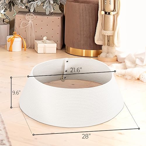 Beautiful Christmas Tree Collar - Modern 28" Cotton Rope Tree Ring - Easy to Set Up Christmas Skirt Enhances Your Holiday Home Decor