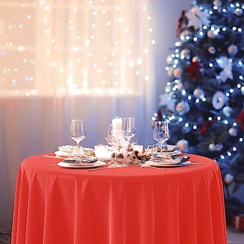 12 Pack Christmas Round Disposable Tablecloth, Red White Green Circle Plastic Tablecloth Bulk, Italy Theme Table Covers for Christmas Family Gathering Dining Banquet Italian Party Decoration,84inch