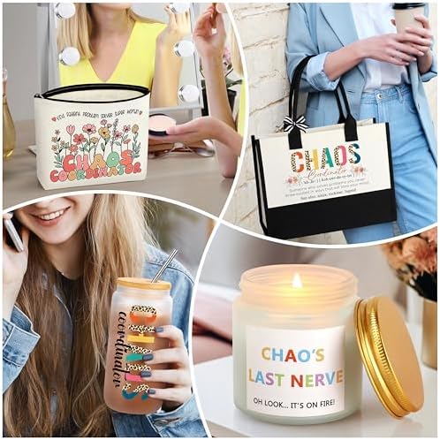 Chaos Coordinator Gifts, Boss Gifts for Women, Administrative Professional Day Christmas Coworker Appreciation Gift Ideas for Social Worker Boss Lady Coworker Manager Basket Set of 5