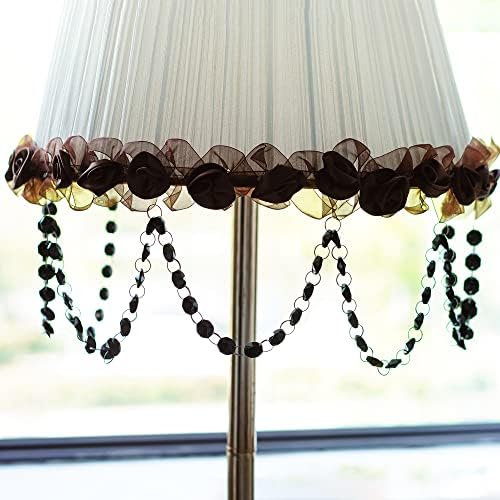 H&D 6FT Glass Crystal 14mm Octagon Beads Chain Chandelier Prisms Hanging Wedding Garland Christmas Decor (Black)