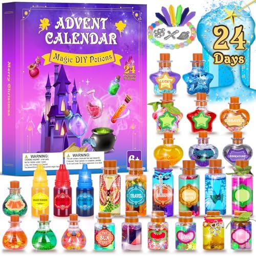 Advent Calendar 2025 for Girls - 24 Days Magic DIY Potion Kit Christmas Countdown Calendar, Halloween Gifts Arts and Crafts Stocking Stuffers Activities Toys for Kids Girl