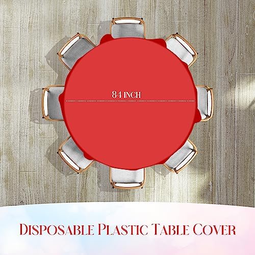 12 Pack Christmas Round Disposable Tablecloth, Red White Green Circle Plastic Tablecloth Bulk, Italy Theme Table Covers for Christmas Family Gathering Dining Banquet Italian Party Decoration,84inch