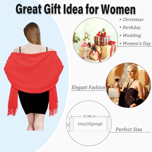 Womens Scarf Pashmina Shawls and Wraps for Evening Dress Wedding Bridesmaid Gift