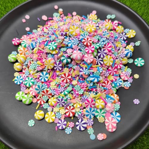 100g Christmas Candy Cane Slices Fake Sprinkles Resin Fake Candy Sprinkles Clay Sprinkle Polymer Sprinkle Polymer Clay Slices for Nail Art DIY Crafts Cake Phone (Multicolor)