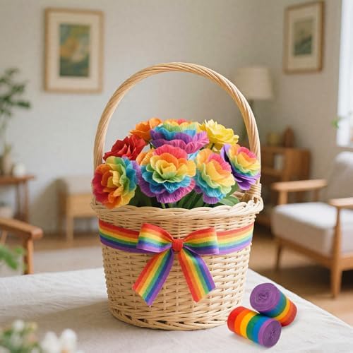 6 Rolls Rainbow Party Streamers Crepe Paper, Rainbow Party Decorations for Christmas Birthday Wedding Bachelorette Bridal Baby Shower Pride Party Candyland Backdrop DIY Supplies Art Crafts
