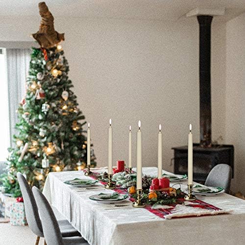 Wondise Flameless Window Candles with Timer & Remote, 10" Battery Operated 3D Wick LED Flickering Window Candles for Christmas Decoration, Removable Gold Holder and Suction Cups Included(6 Pack)