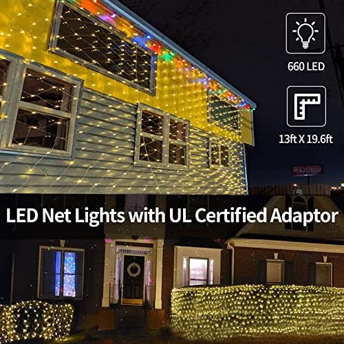ZAIYW 660 LED Net Lights Outdoor Mesh Lights, 20Ft x 13Ft Large Christmas Net Lights Plug in with Remote Control Timer for Bushes Xmas Shrubs Wall Wedding Tree Decor (Warm White)