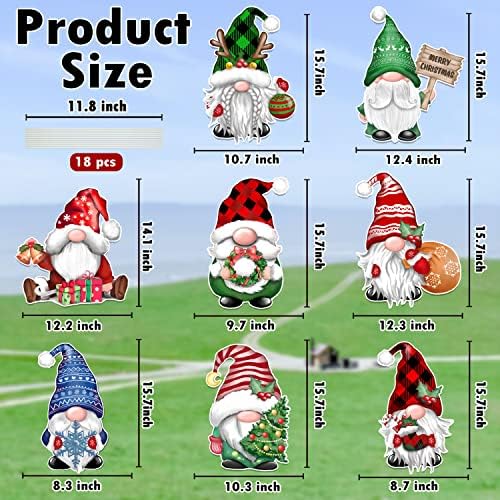 TREWAVE Christmas Gnome Yard Signs 8 PCS, Props Stakes, Outdoor Lawn Decorations, Winter Home Pathway Walkway Decor