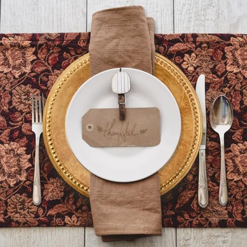 13" Vintage Brown Charger Plate, Rustic Chargers for Dinner Plates, Elegant Table Setting Centerpieces Decor Bulk Wedding Christmas Thanksgiving Holiday Parties Events, Set of 6