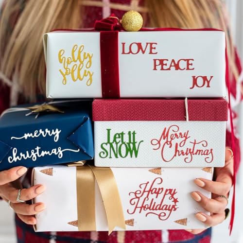 10sets Christmas Words Die Cuts for Card Making Merry Christmas Greetings Happy Holidays Love Peace Joy Let It Snow Winter Wonderland Assortment Cutting Dies for Scrapbooking Paper Craft