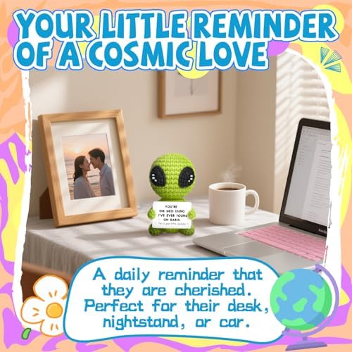 Unique Crochet Alien Decor Gift for Boyfriend, Girlfriend, Anniversary, Valentine's Day, Birthday, Christmas Funny Romantic Gifts for Him Her to My Love Presents