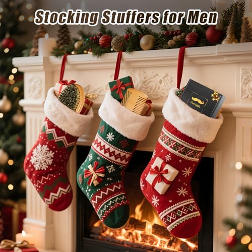 White Elephant Gifts Christmas Stocking Stuffers for Adults Men, Beard Brush Beard Comb for Men Husband Boyfriend Him Dad, Mens Self Care Birthday Valentine's Day Gifts, Grooming Travel kit