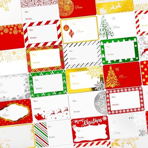 160 Pack Christmas Name Tag Stickers Present with Gold & Silver Foil, 3"x2" 32 Assorted Patterns of to from Christmas Labels Gift for Kids, Adults, Family, Friends, and Business.
