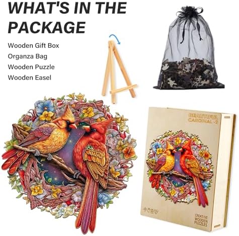 Wooden Puzzles for Adults, Cardinal Wood Puzzles Adult, Unique Animal Shape Wooden Jigsaw Puzzle, Christmas Birthday Gifts for Women Men Puzzle Game Lovers (S - 9.9×9.8in - 100pcs)