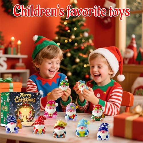 24Pcs Christmas Gnome Squishies Toys Bulk,Christmas Slow Rising Stress Relief Squishies Fidget Toys for Kids,Christmas Party Favors,Stocking Stuffers Gifts Goodie Bag Fillers