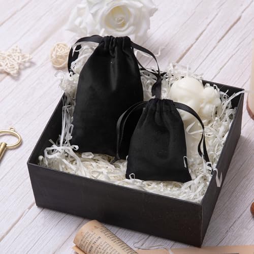12pcs Black Velvet Drawstring Bags 3x4 inches Small Velvet Cloth Gift Bags Jewelry Pouches for Storage Wedding Party Favor Christmas