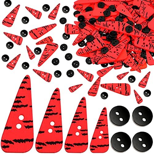 200 Pieces Mixed Color Christmas Buttons Wood Orange Carrot Ornaments Resin Black Round Buttons for Xmas Holiday Decoration Supplies