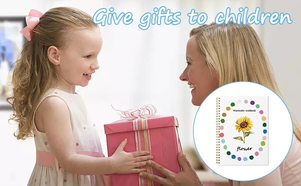 Christmas Water Coloring Book,Beginner-Friendly Watercolor Workbooks, with 12 Colors Watercolor Paint Set with Paint Brush（Christmas）