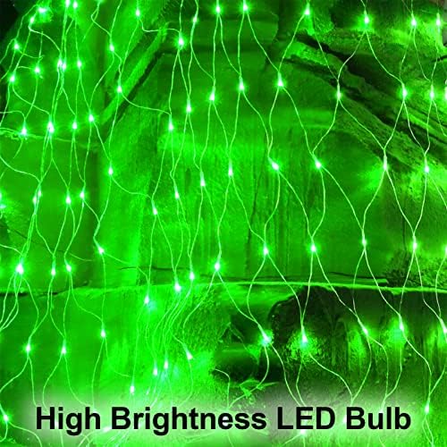 Green Halloween Christmas Net Lights Outdoor Decorations,9.9ft x 6.6ft 264 LED Indoor Twinkle Mesh Bush String Lights,IP44 Waterproof 8 Modes Fairy Netting,Low Voltage Plug-in for Garden,Patio