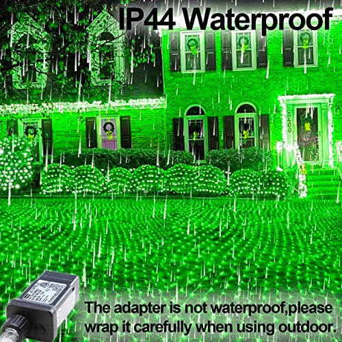 Green Halloween Christmas Net Lights Outdoor Decorations,9.9ft x 6.6ft 264 LED Indoor Twinkle Mesh Bush String Lights,IP44 Waterproof 8 Modes Fairy Netting,Low Voltage Plug-in for Garden,Patio