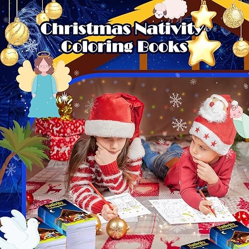 Cholemy Christmas Nativity Coloring Books Bulk Religious Christian Activity Bible Drawing Book for Christmas Party Church Bag Filler(48 Pcs)