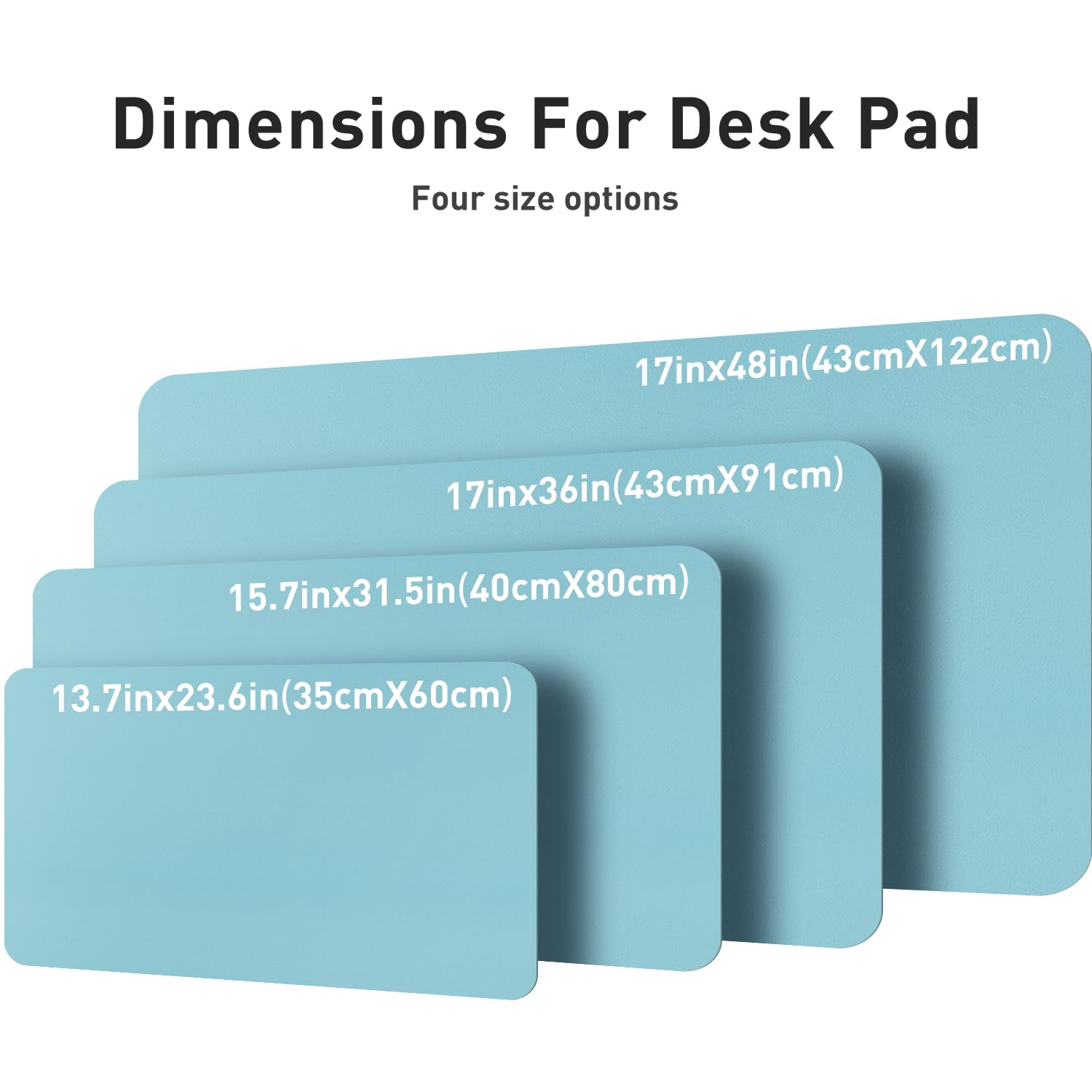 Aothia Large PU Leather Desk Pad Protector – Non-Slip Mouse Pad & Writing Mat for Office/Home, Waterproof, Easy to Clean(23.6" x 13.7", Blue Topaz)