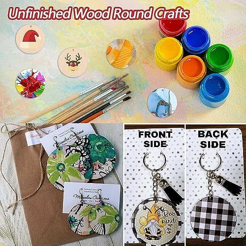 150 Pcs Unfinished Wooden Circles with Holes 2 Inch Wood Rounds Tags Blank Natural Round Wood Discs for Crafts Wooden Circle Cutouts Ornaments for DIY Crafts, Parties, Birthday, Christmas, Home Decor