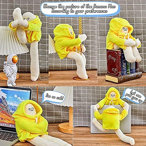 Plush Banana Man Toy, 16inch Weird Banana Man Doll with Magnet, Funny Poseable Decompression Toy Stuffed Animals Doll Gifts for Boys Girls Birthday Party Christmas(Yellow)