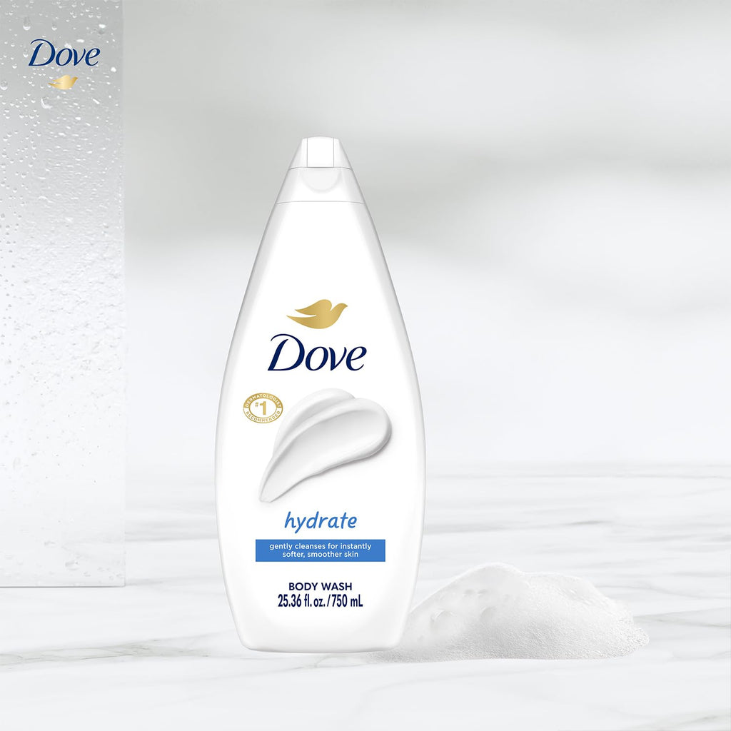 Dove Body Wash, Hydrate, Value-Size 4-Pack – Moisturizing Cleanser for Smooth, Soft Skin, 25.36 Oz Ea