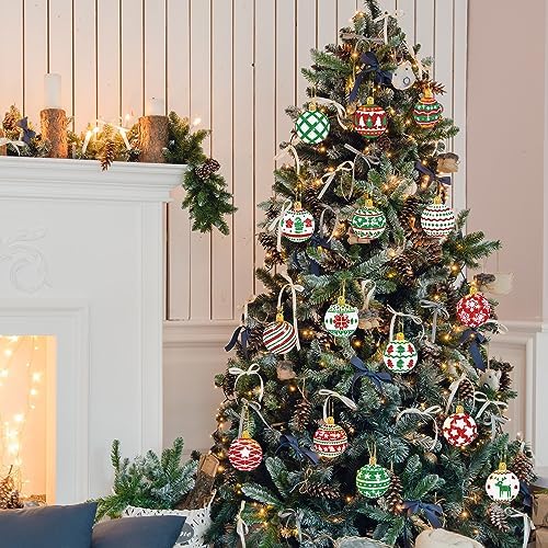 Yuxung 15 Pcs Christmas Diamond DIY Keychain 5D DIY Xmas Diamond Art Kit Hanging Decor Ornament Double Side Diamond Art Christmas Ornament for Art Christmas Craft(Classic)